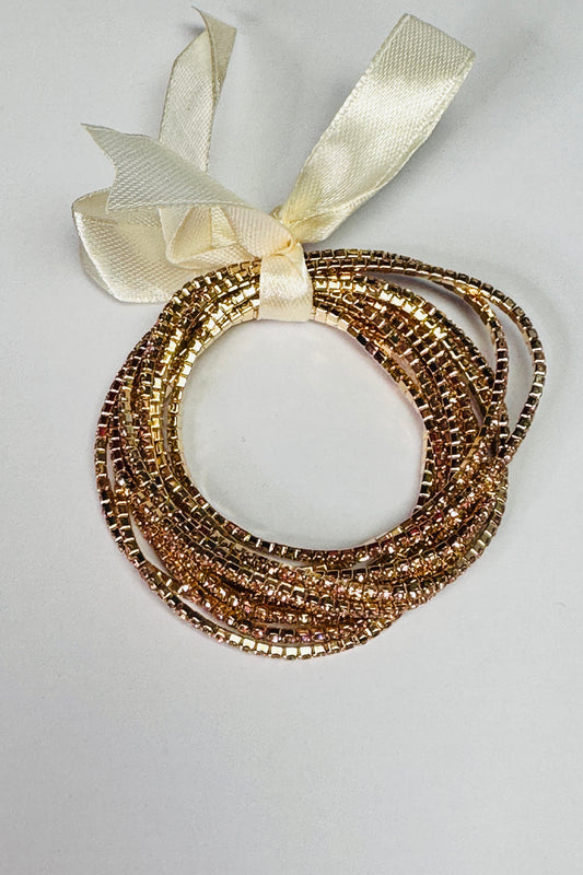 Gold Rhinestone Stretch Bracelets