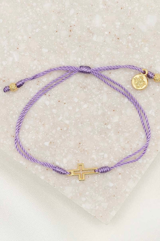 Filled By Faith Bracelet Cross Lavendar Cord