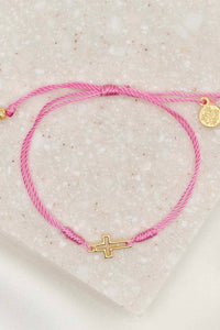 Filled By Faith Bracelet Cross Pink Cord