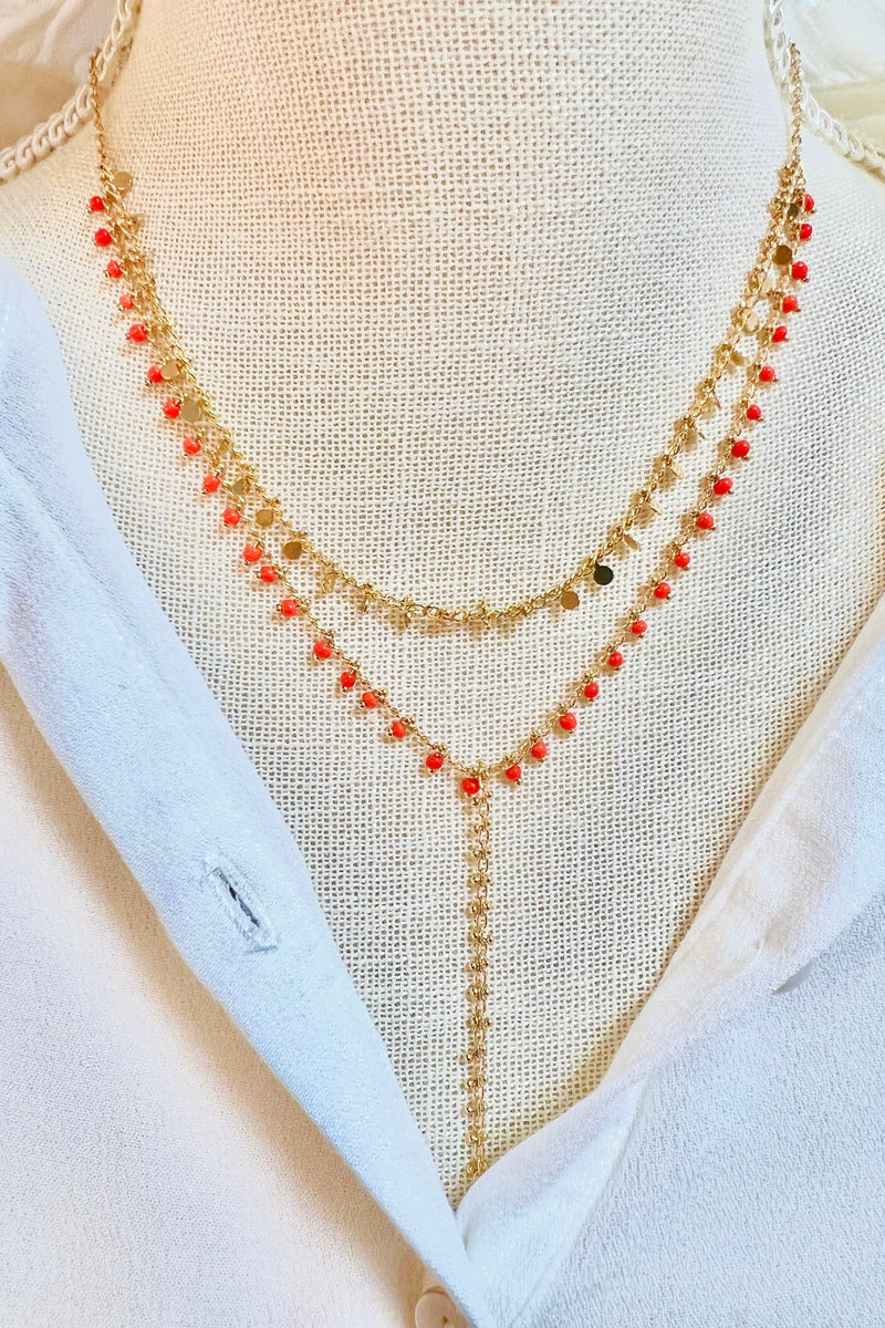 Boho Coral Double Strand Necklace