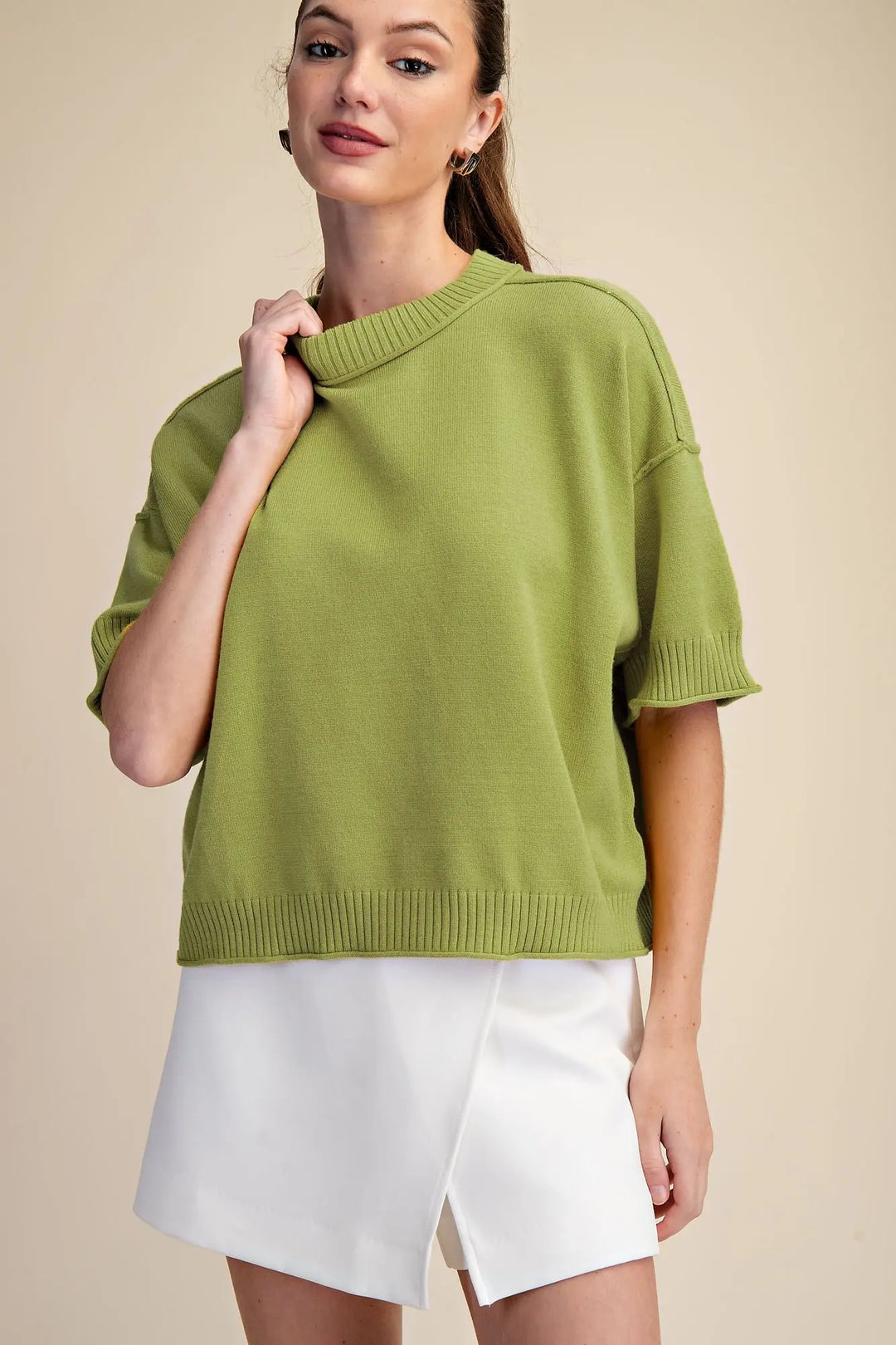 The Sutton Elbow Sleeve Sweater – Green