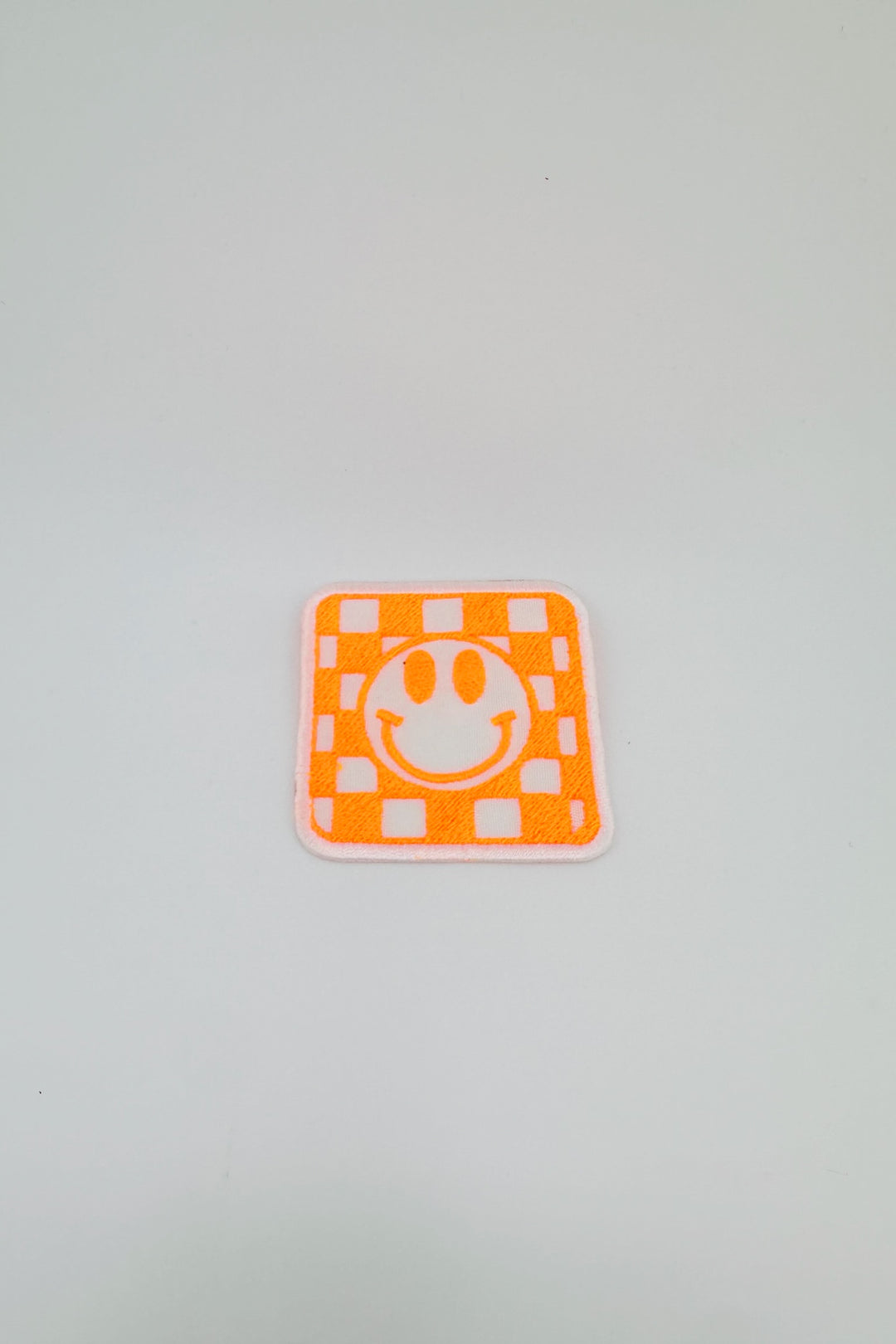 Neon Check Smiley Embroidered Patch