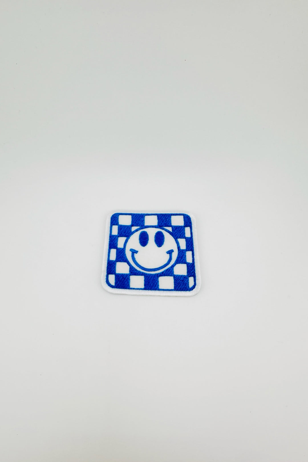 Neon Check Smiley Embroidered Patch