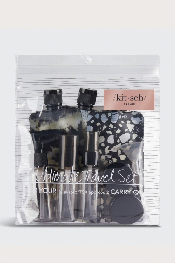 Refillable Ultimate Travel 11pc Set - Black & Ivory