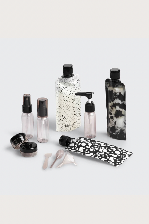 Refillable Ultimate Travel 11pc Set - Black & Ivory