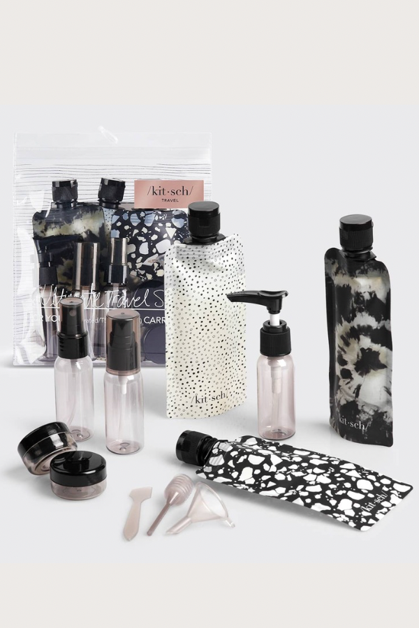 Refillable Ultimate Travel 11pc Set - Black & Ivory