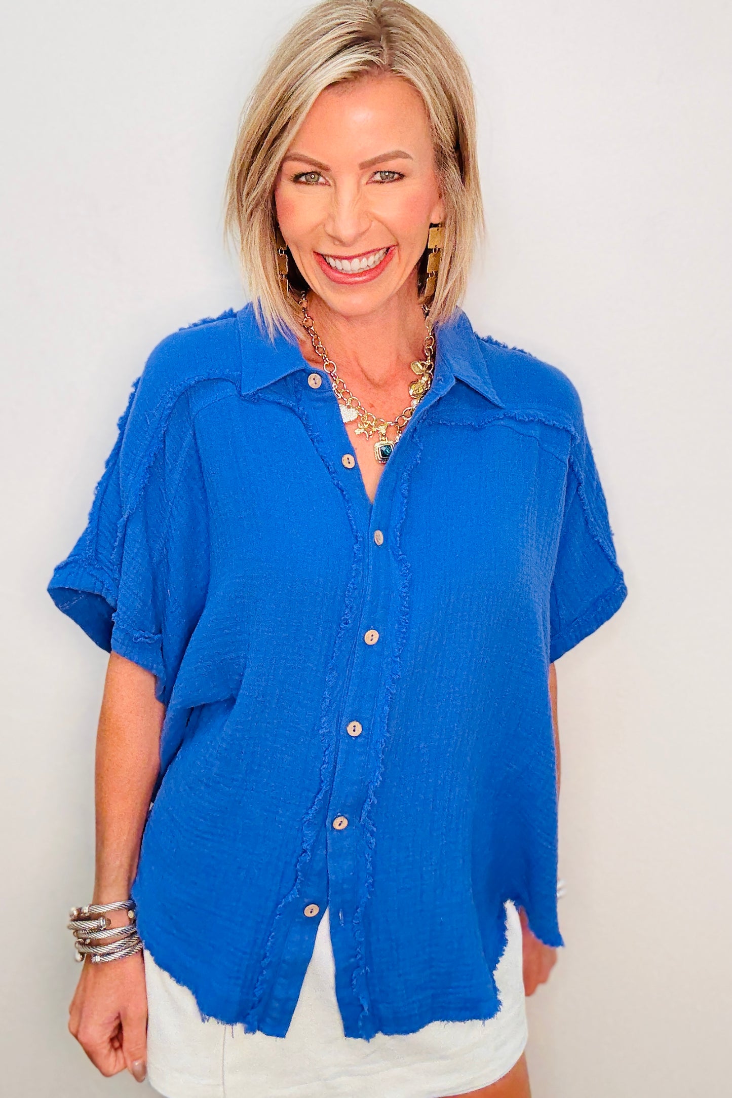 Gauze Button Down Top