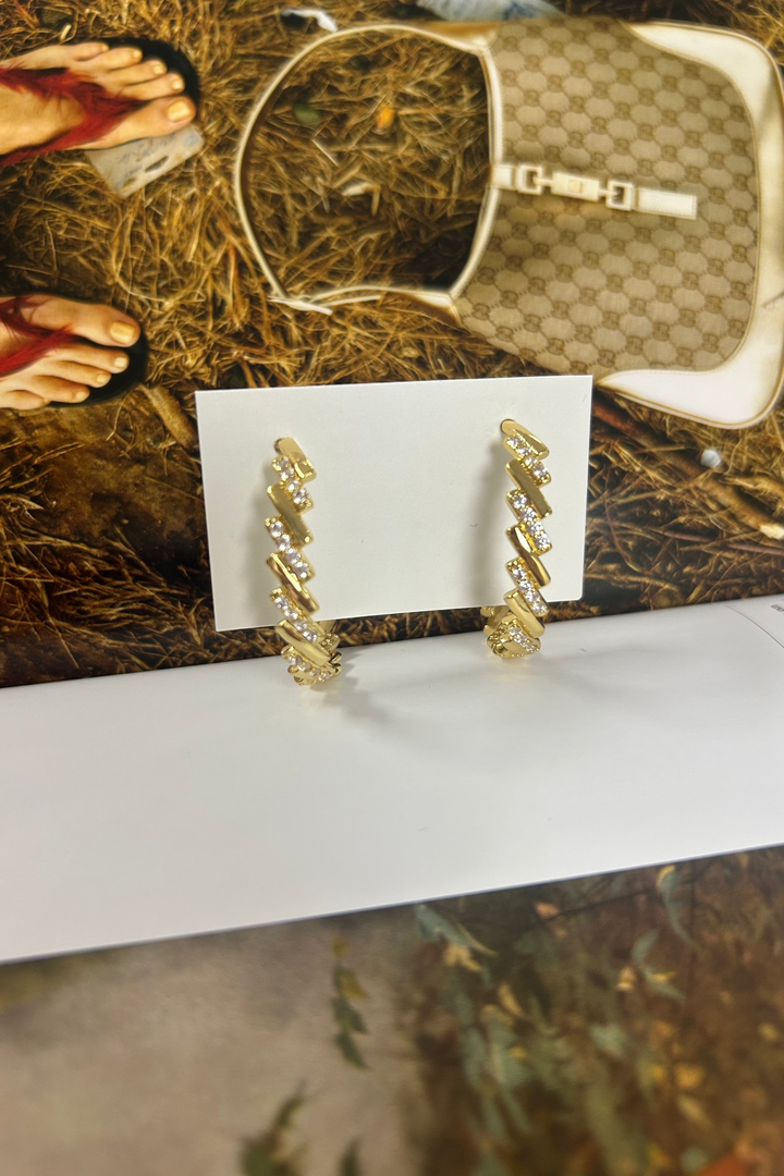 14K Dipped Crystal Hoops