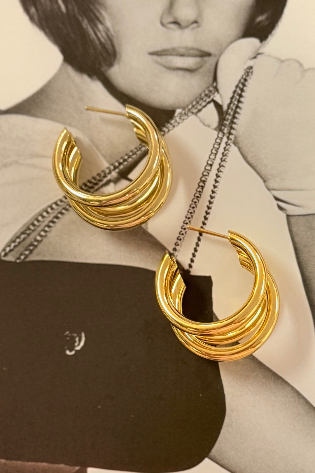 14K Dipped Triple Hoop