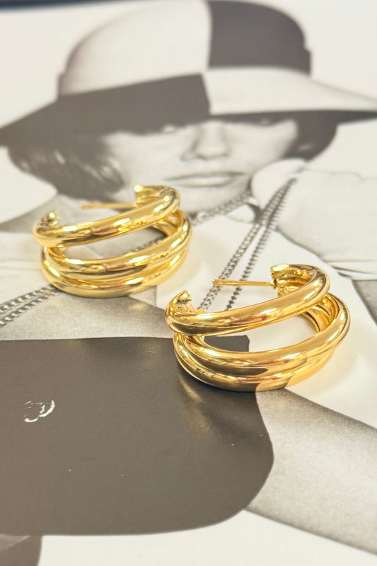 14K Dipped Triple Gold Hoop