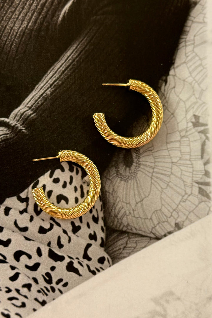 14K Dipped Twisted Hoops