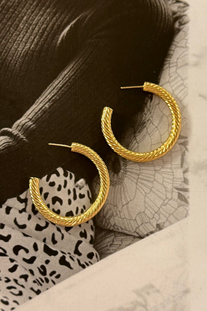 14K Dipped Twisted Hoops