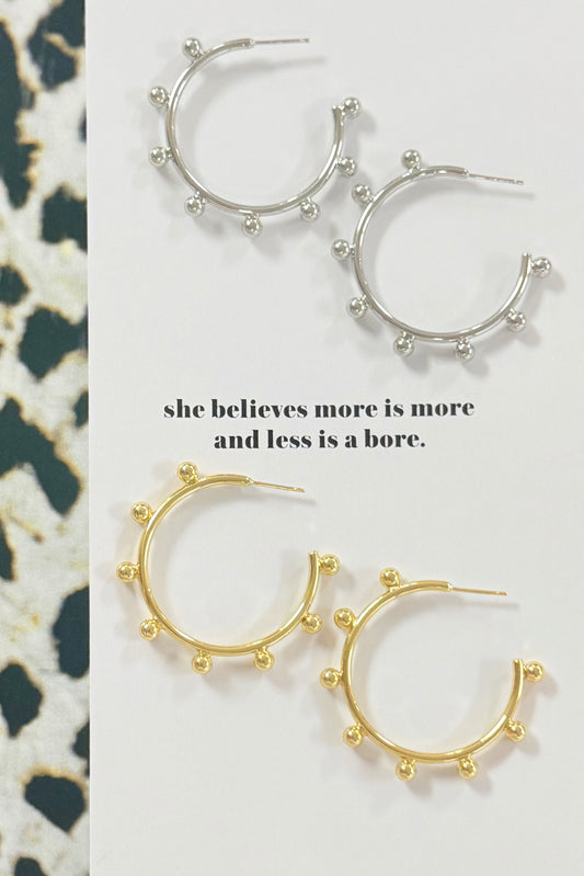 14K Dipped Studded  Hoop Earrings