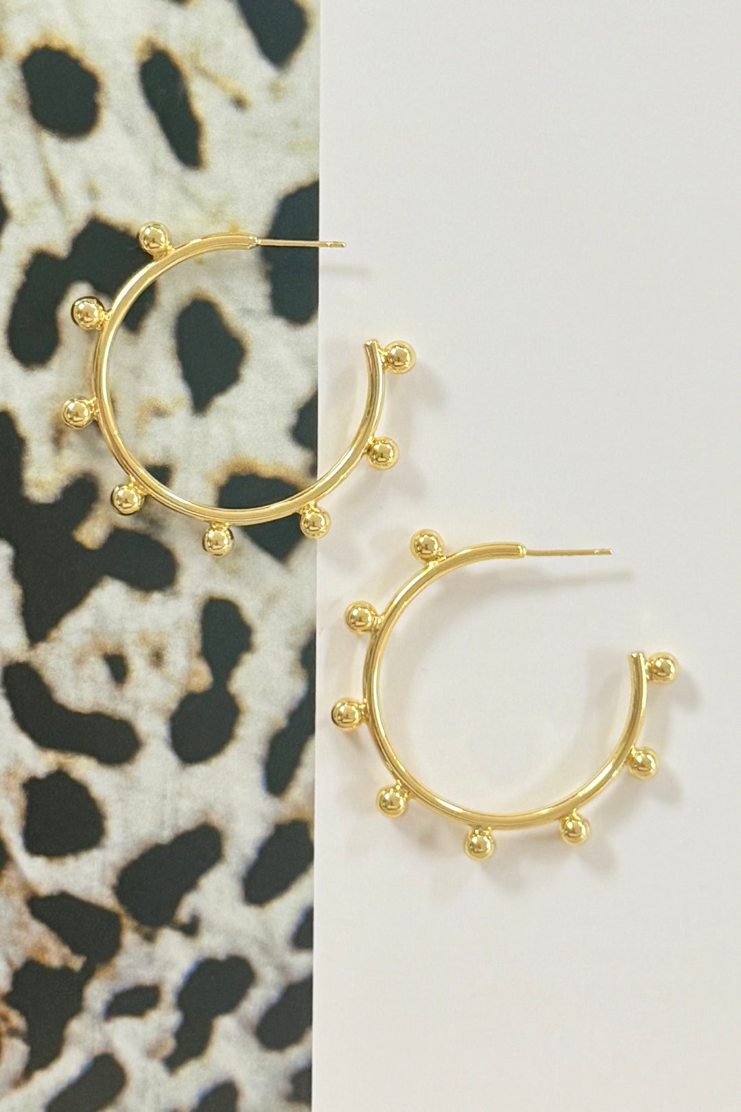 14K Dipped Studded  Hoop Earrings