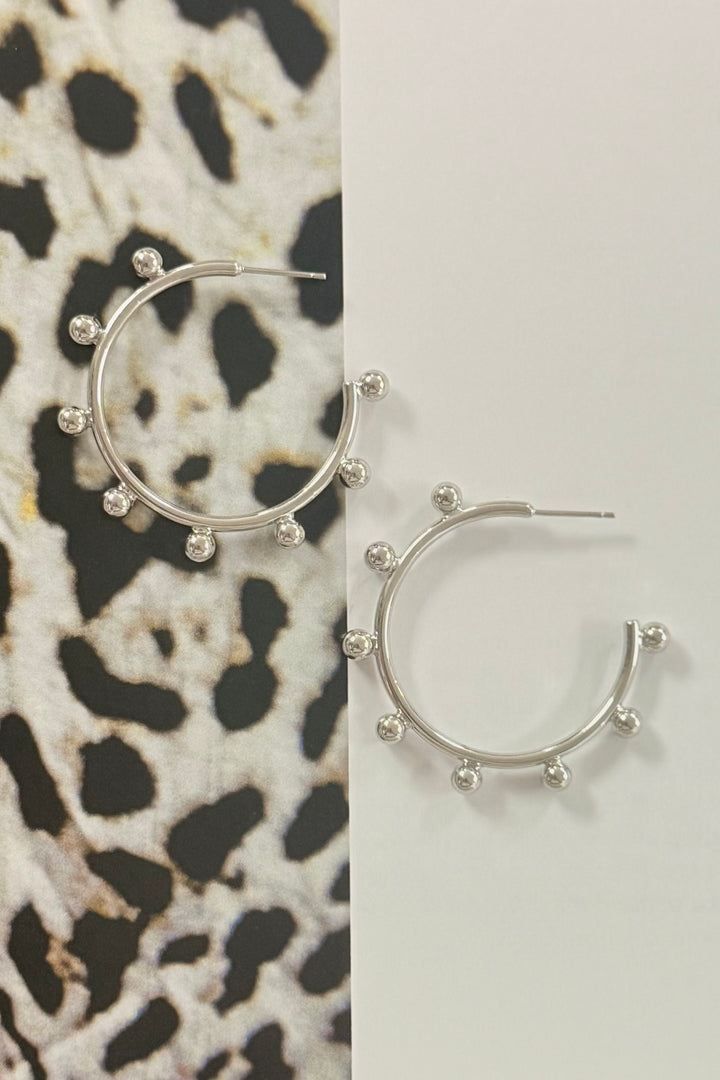 14K Dipped Studded  Hoop Earrings