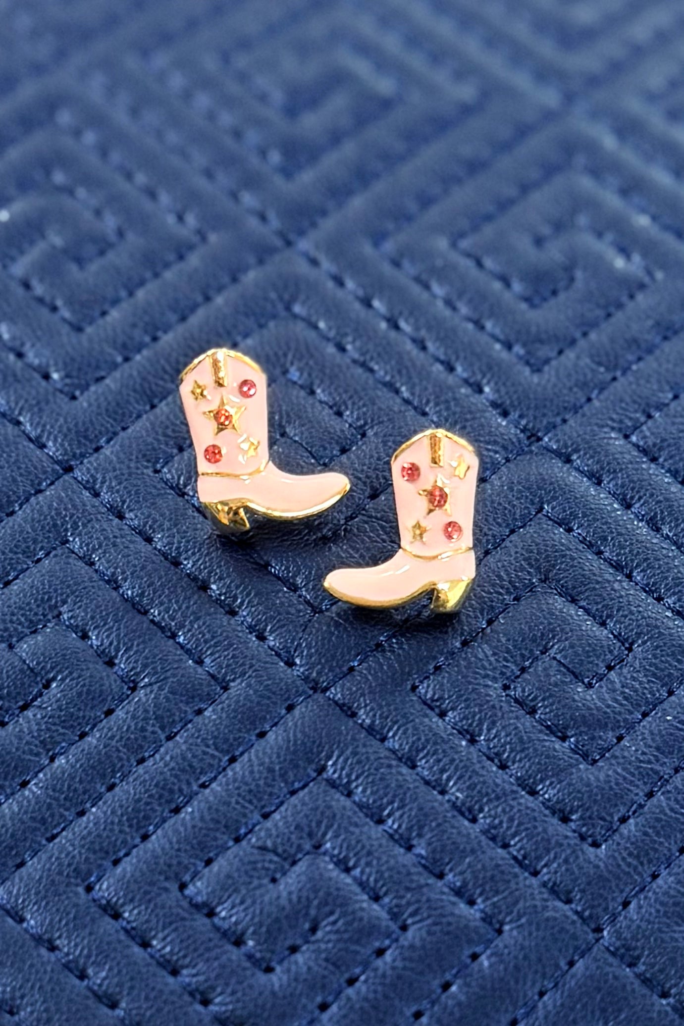 pink boot stud earring