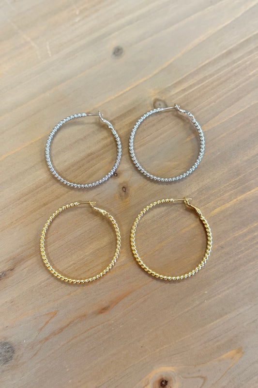 gold silver earrings twist hoops