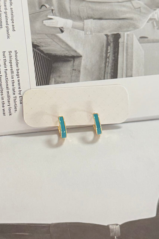 huggies gold double sided turquoise earrings