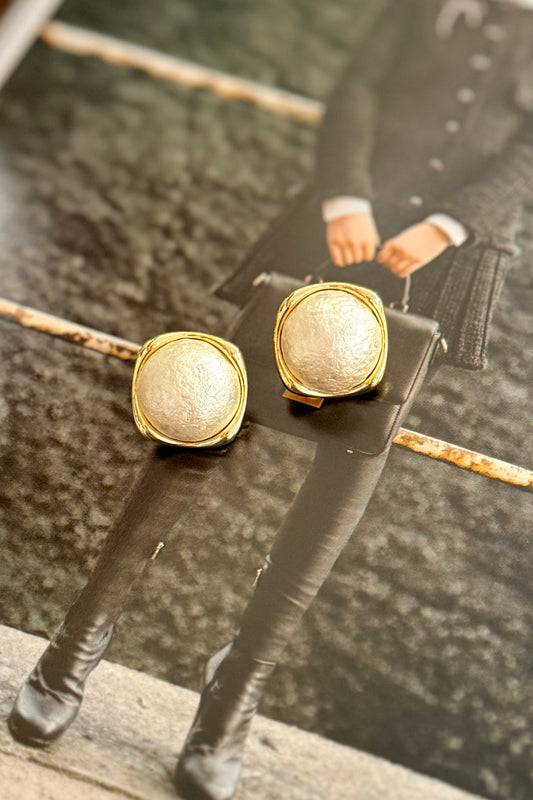 pearl stud gold post earring