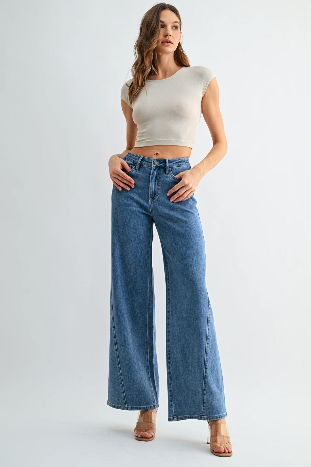 Mica High Rise Wide Leg Seamed Jeans