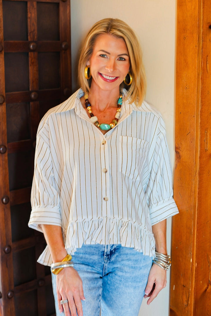 The Ivory Stripe Swing Top