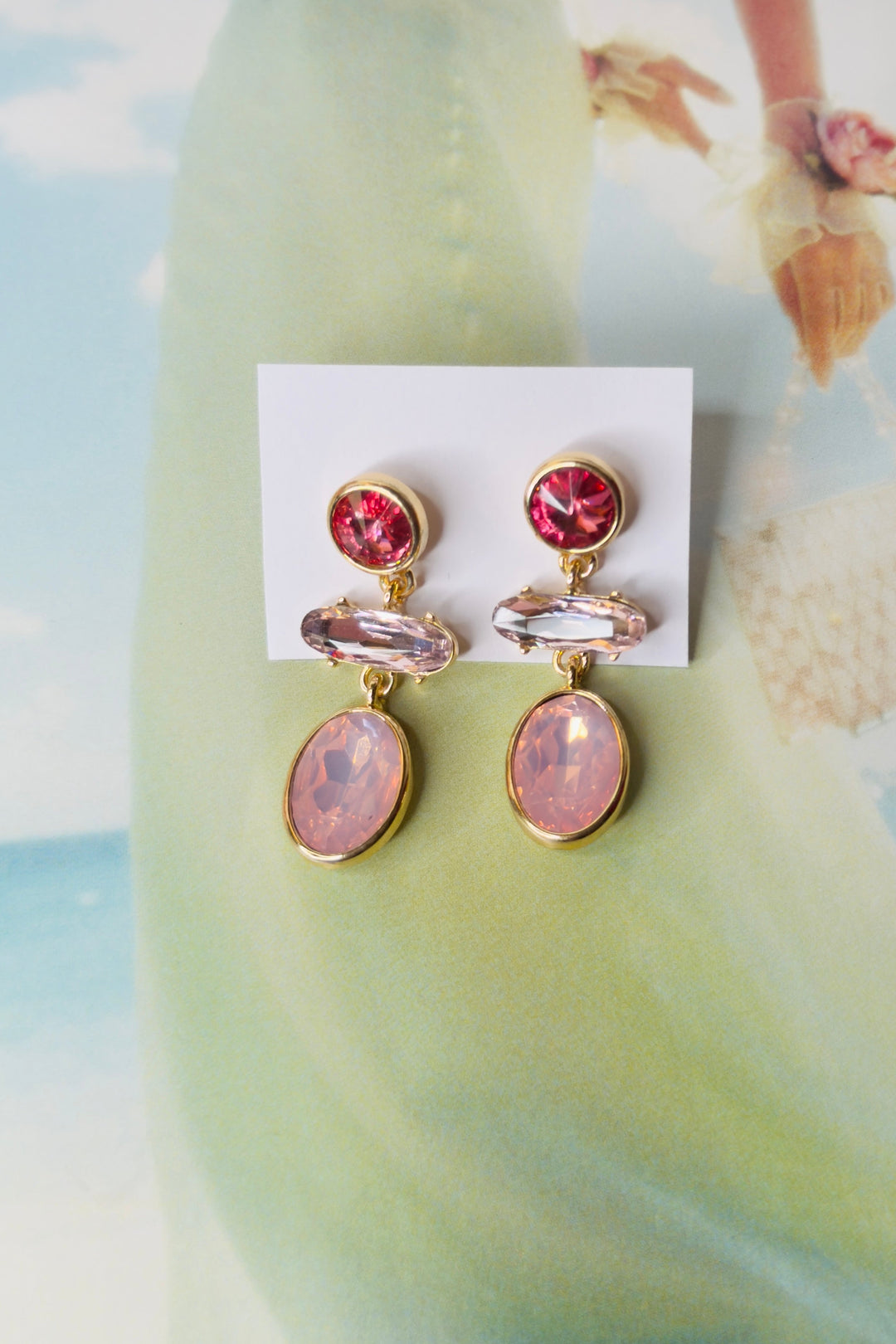 Blushing Champagne Crystal Drop Earrings