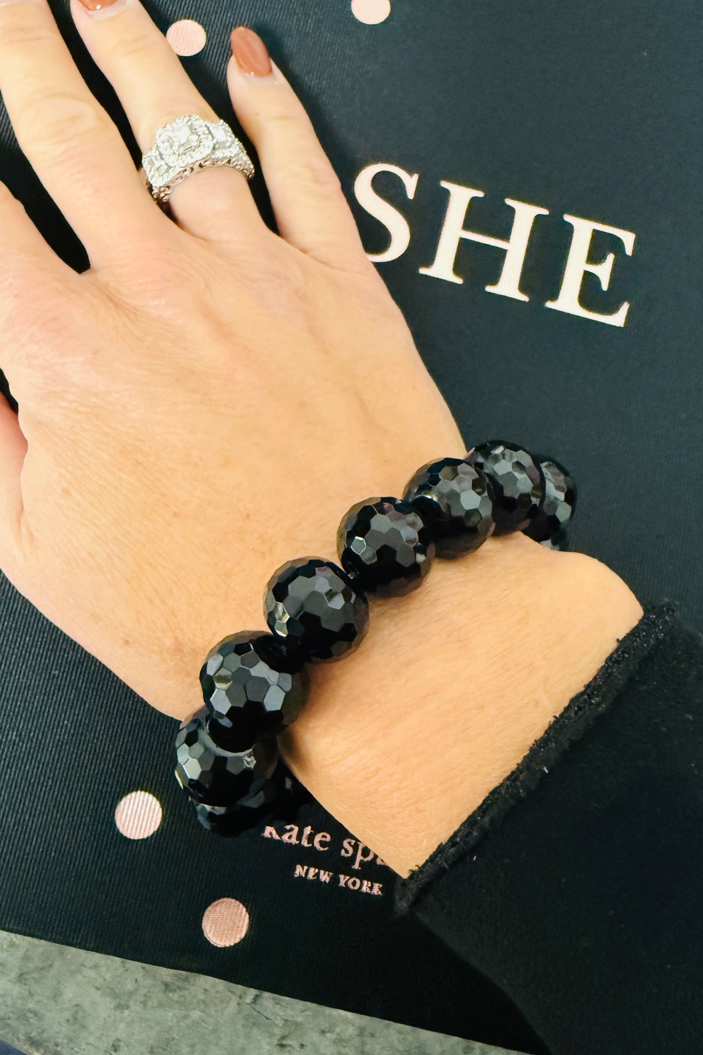 Black Onyx Beaded Bracelet - Large