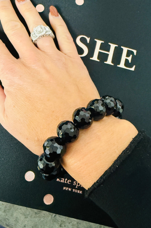 Black Onyx Beaded Bracelet - Large
