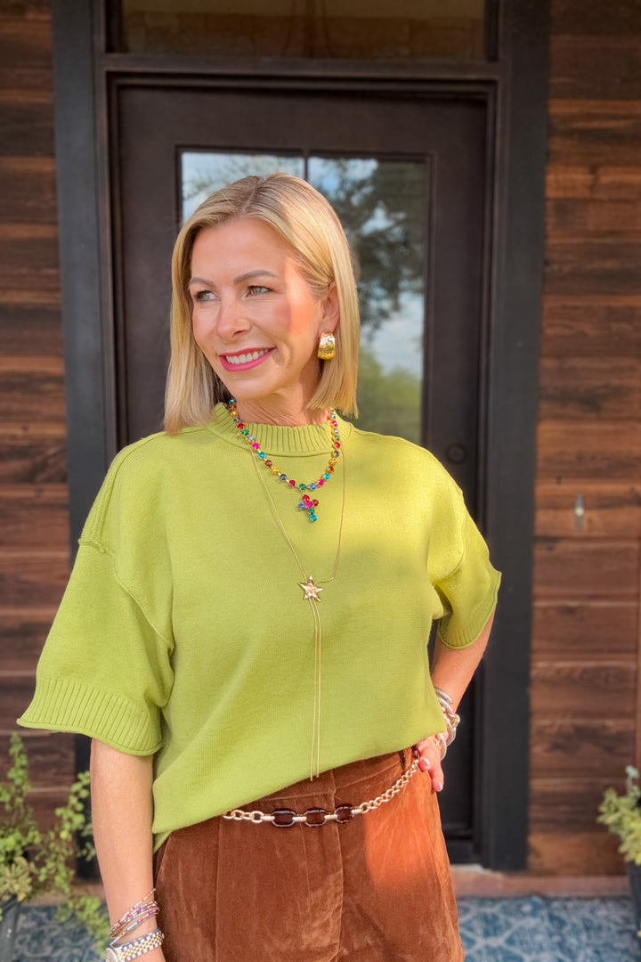 The Sutton Elbow Sleeve Sweater – Green