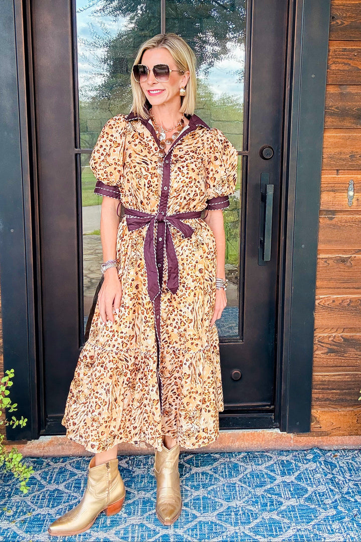 The Camille Contrast Leopard Dress