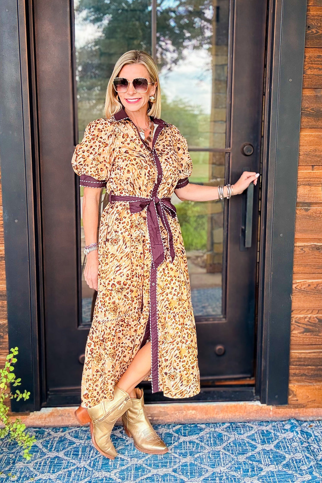 The Camille Contrast Leopard Dress