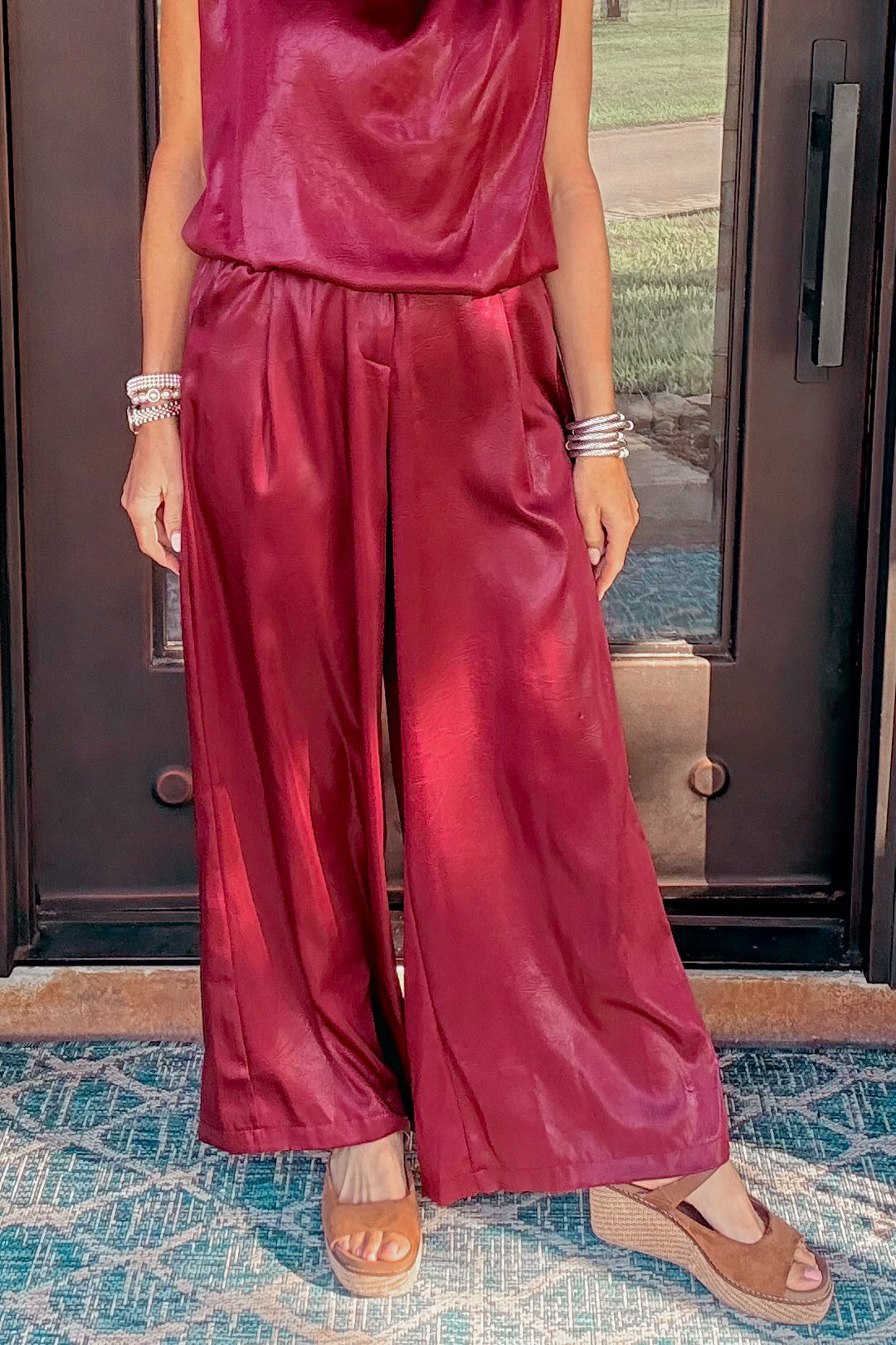 The After Hours Tailored Wide Leg Pants – Burgundy