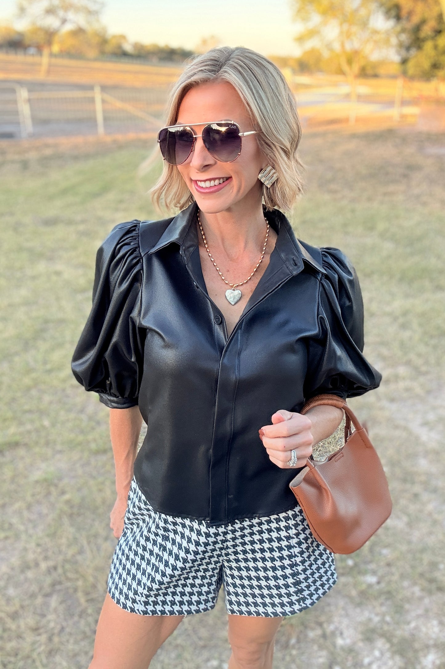 The Adeline Satin Puff Sleeve Top