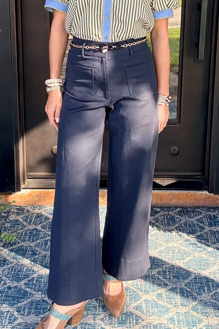 The Parker High Rise Wide Leg Pants – Navy