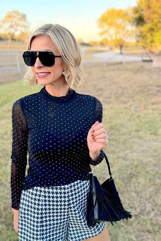 The Renee Embellished Mesh Top