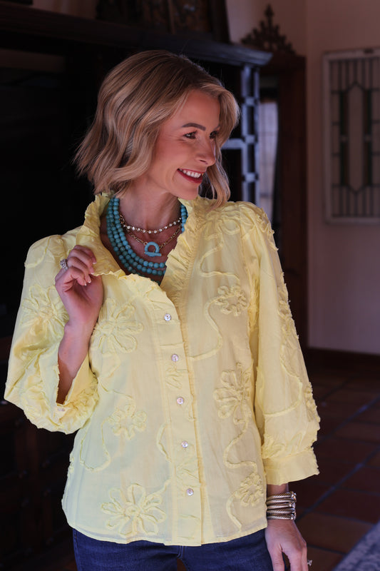 The Marigold Embroidered Button Blouse