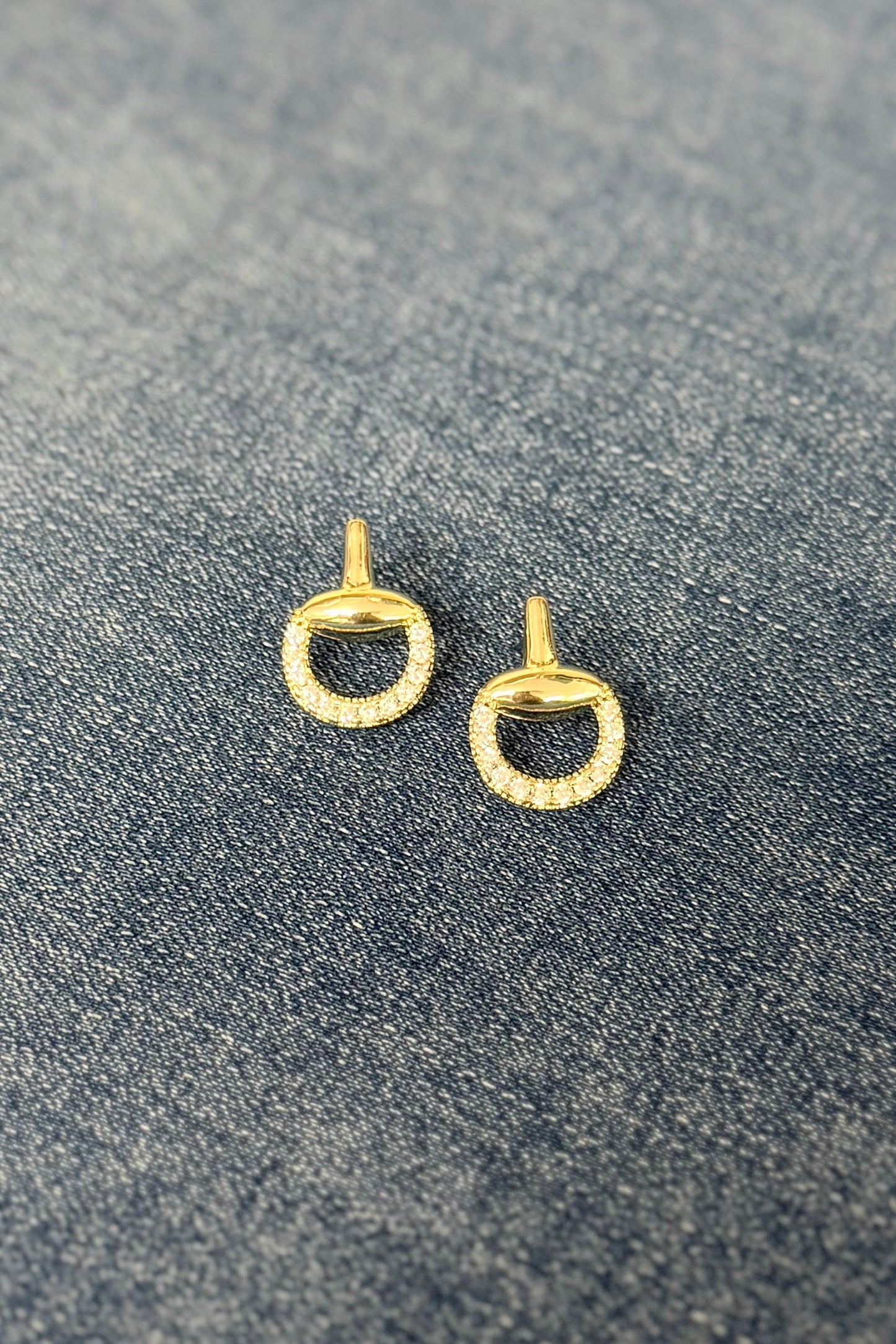 horse bit equstrain earring gold crystals