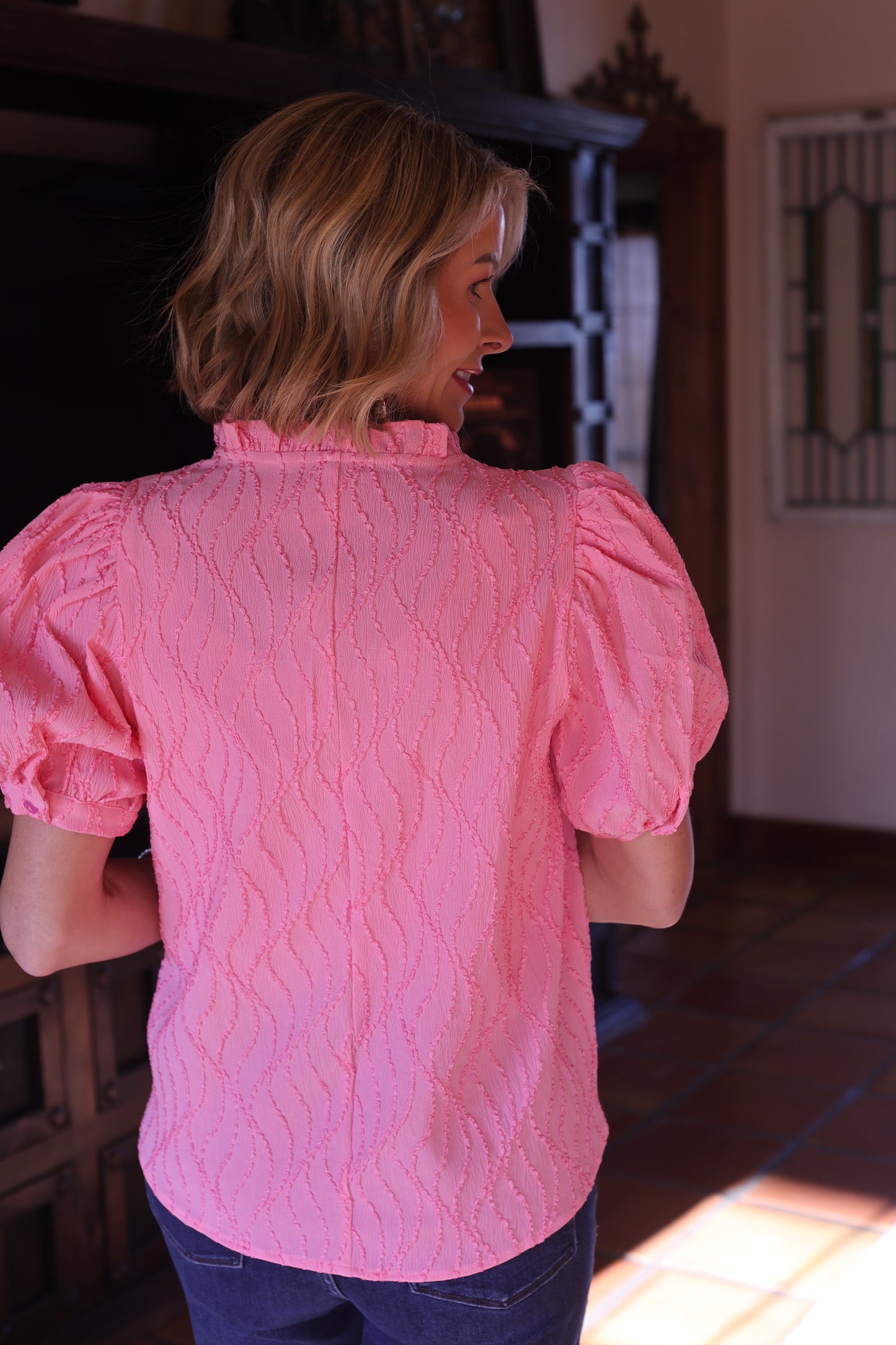 The Lillianne Textured Puff Sleeve Top