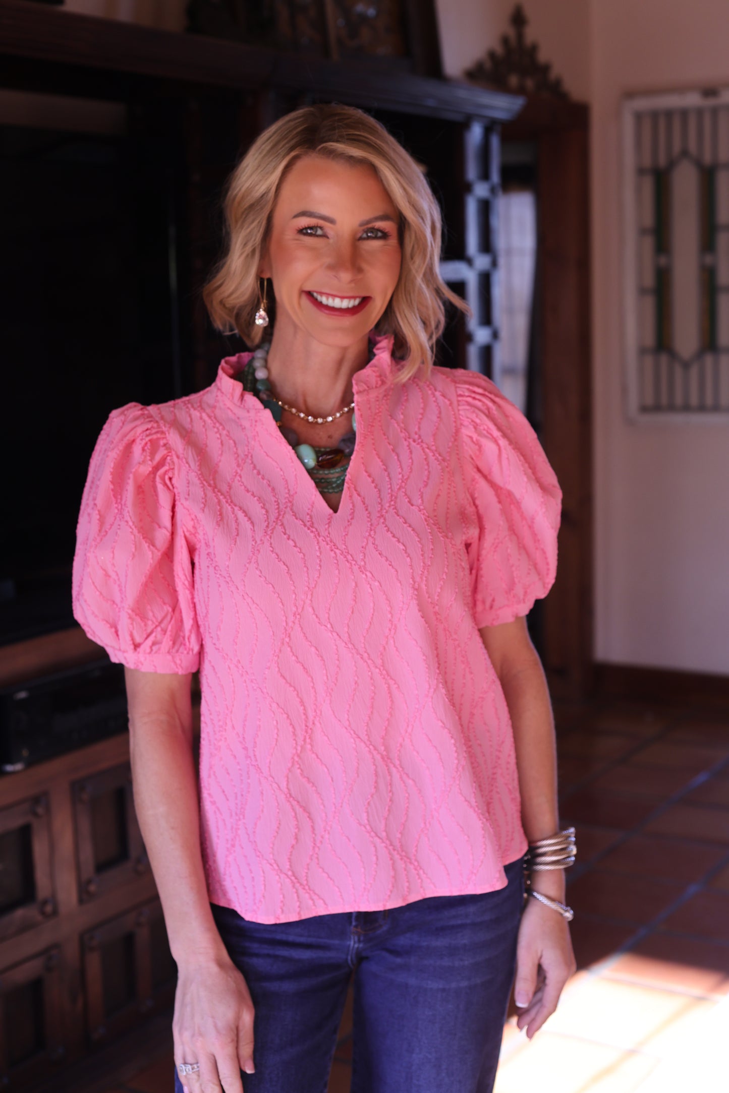 The Lillianne Textured Puff Sleeve Top