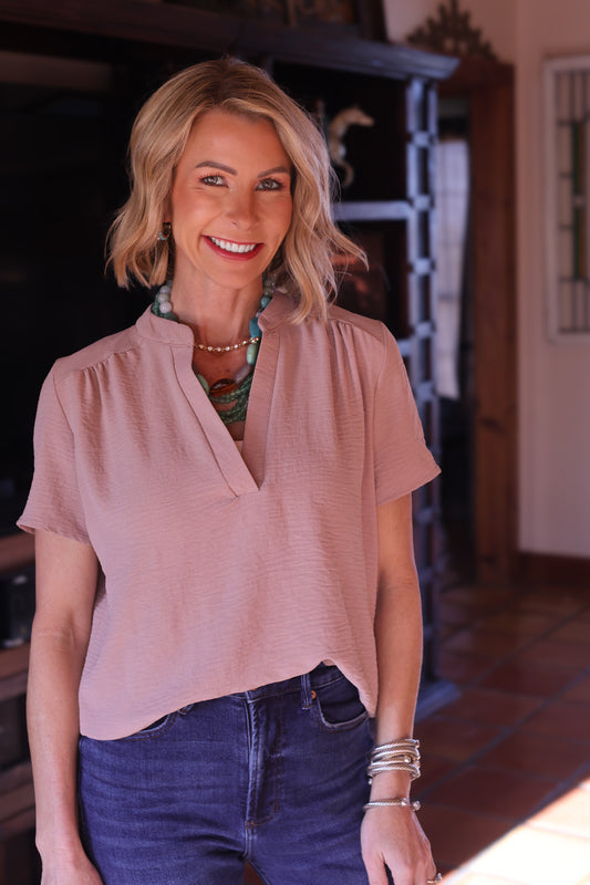 Latte Ease Split-Neck Top