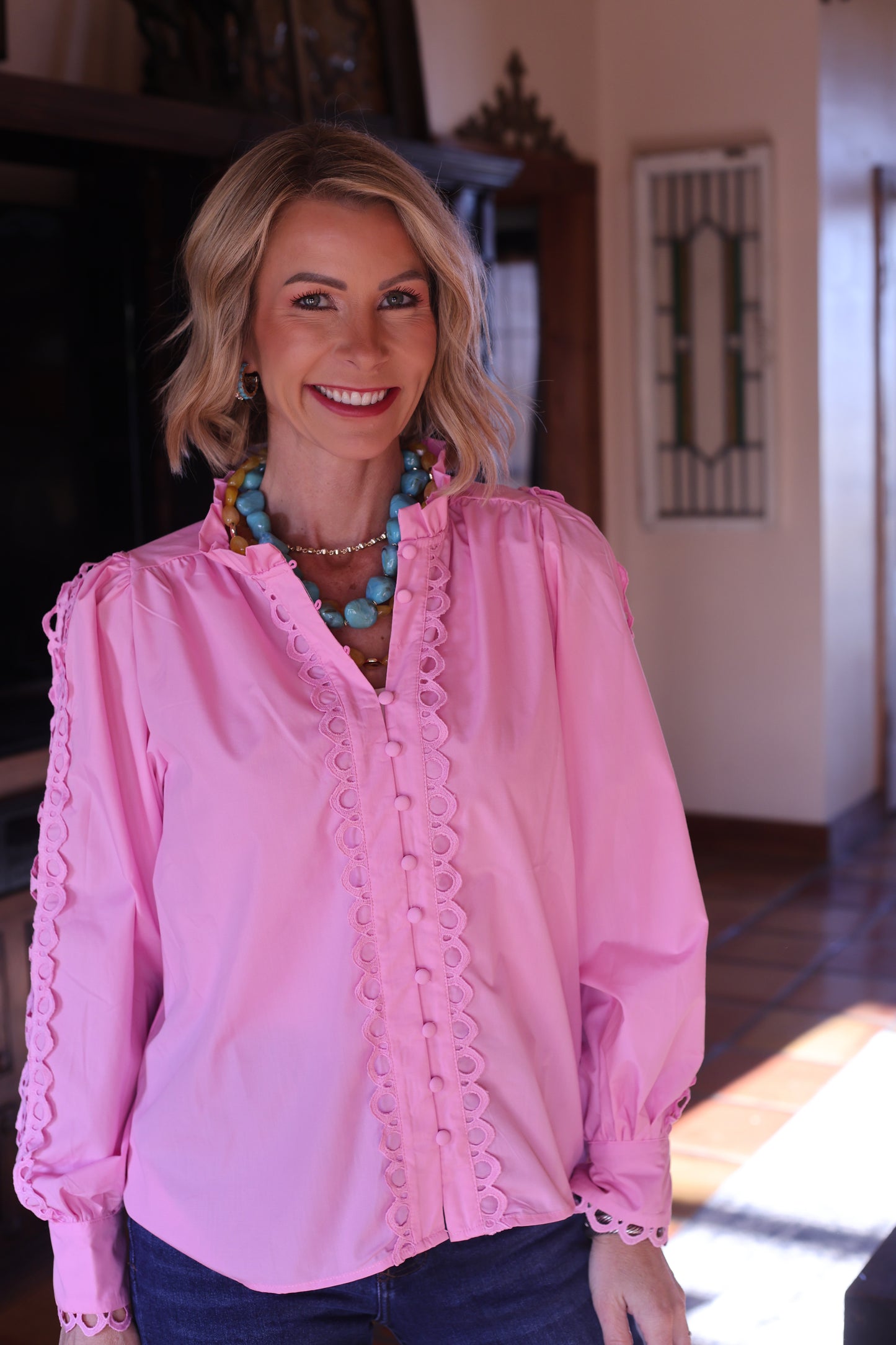 Blush Lace Edit Blouse