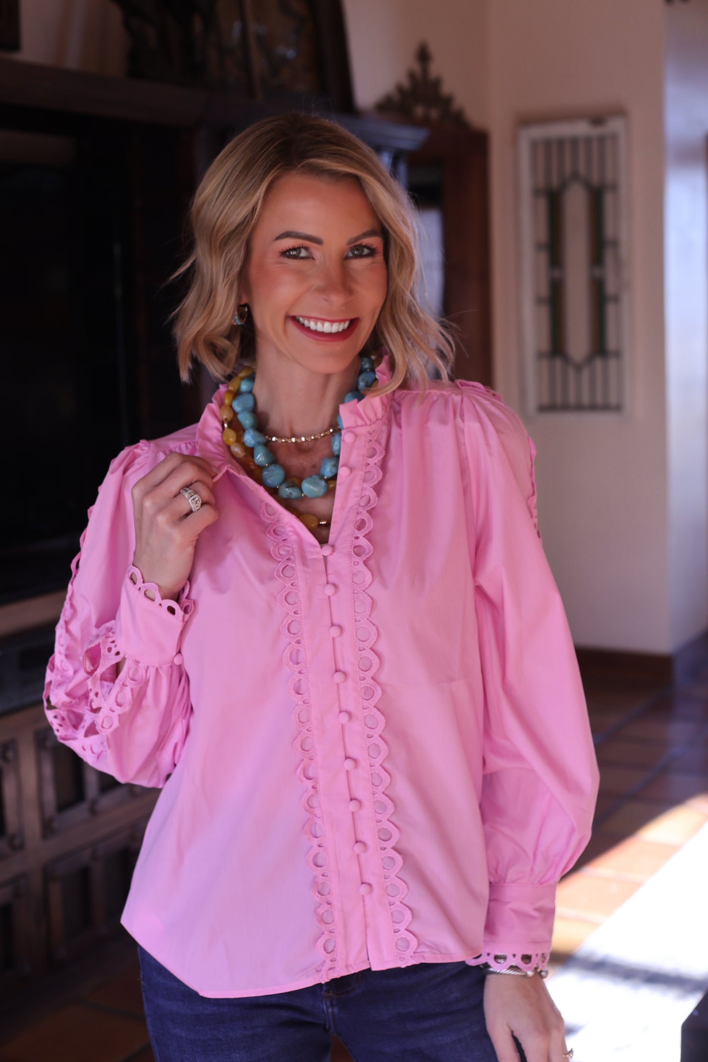 Blush Lace Edit Blouse