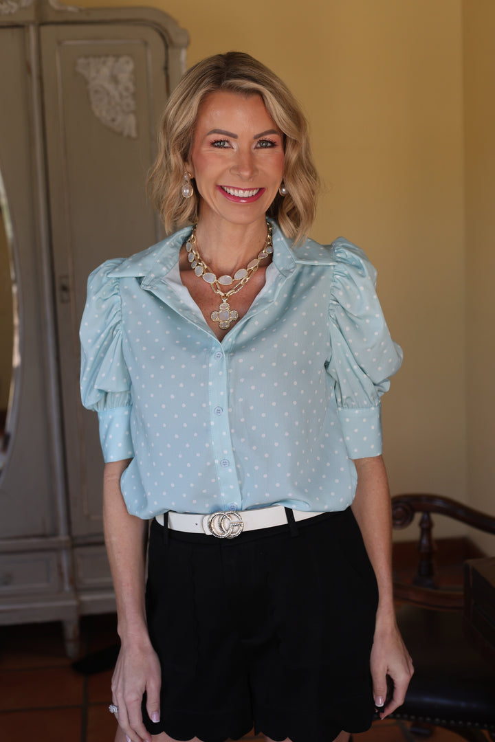 The Hailey Dot Top – Mint