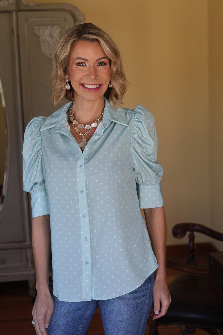 The Hailey Dot Top – Mint