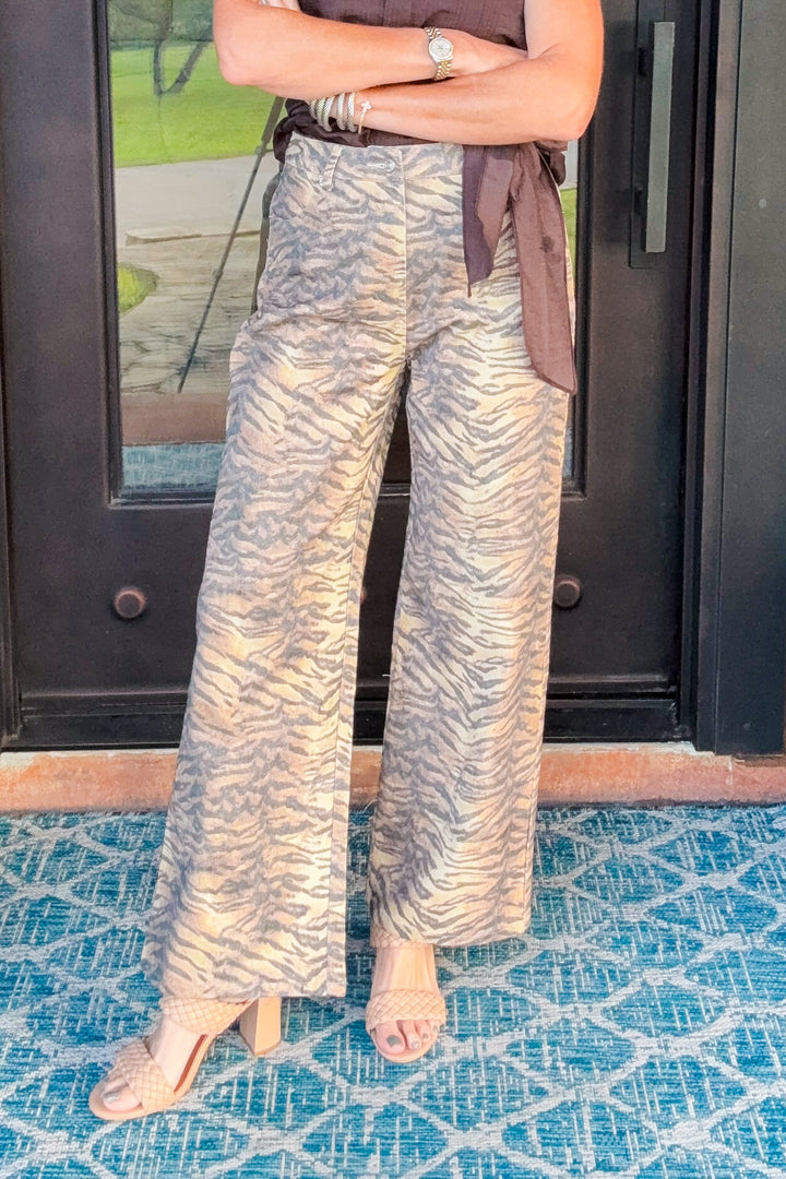 Wild Instinct Animal Print Wide Leg Pants