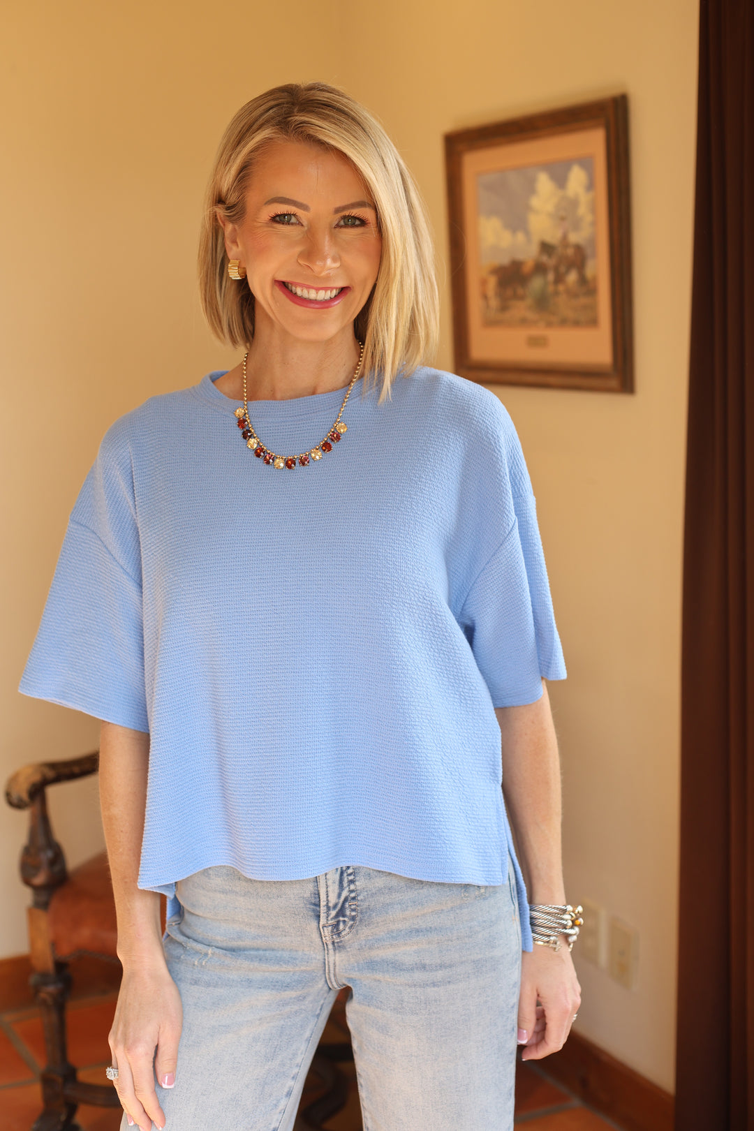 The Winslet Textured Tee - Blue