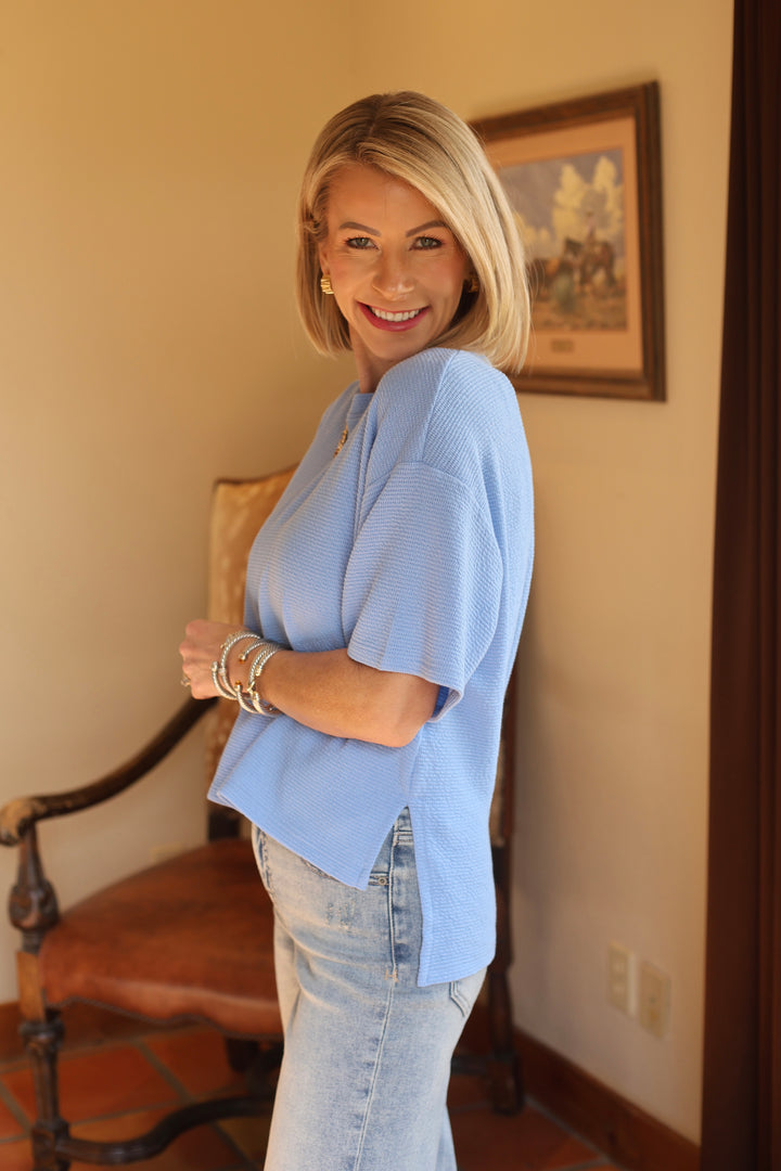 The Winslet Textured Tee - Blue