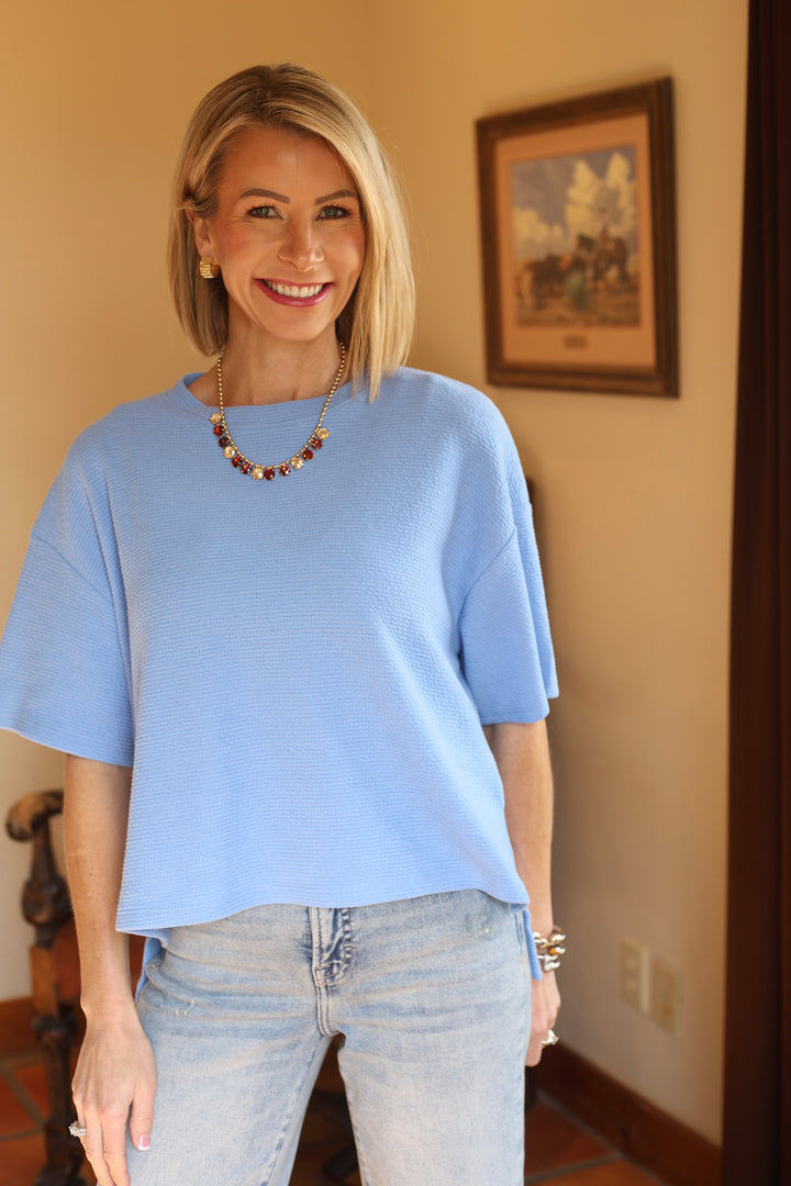 The Winslet Textured Tee - Blue