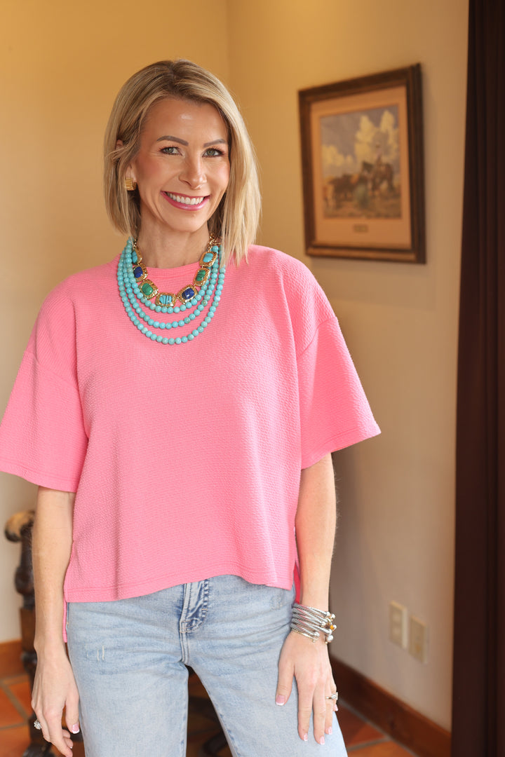 The Winslet Textured Tee - Pink Berry