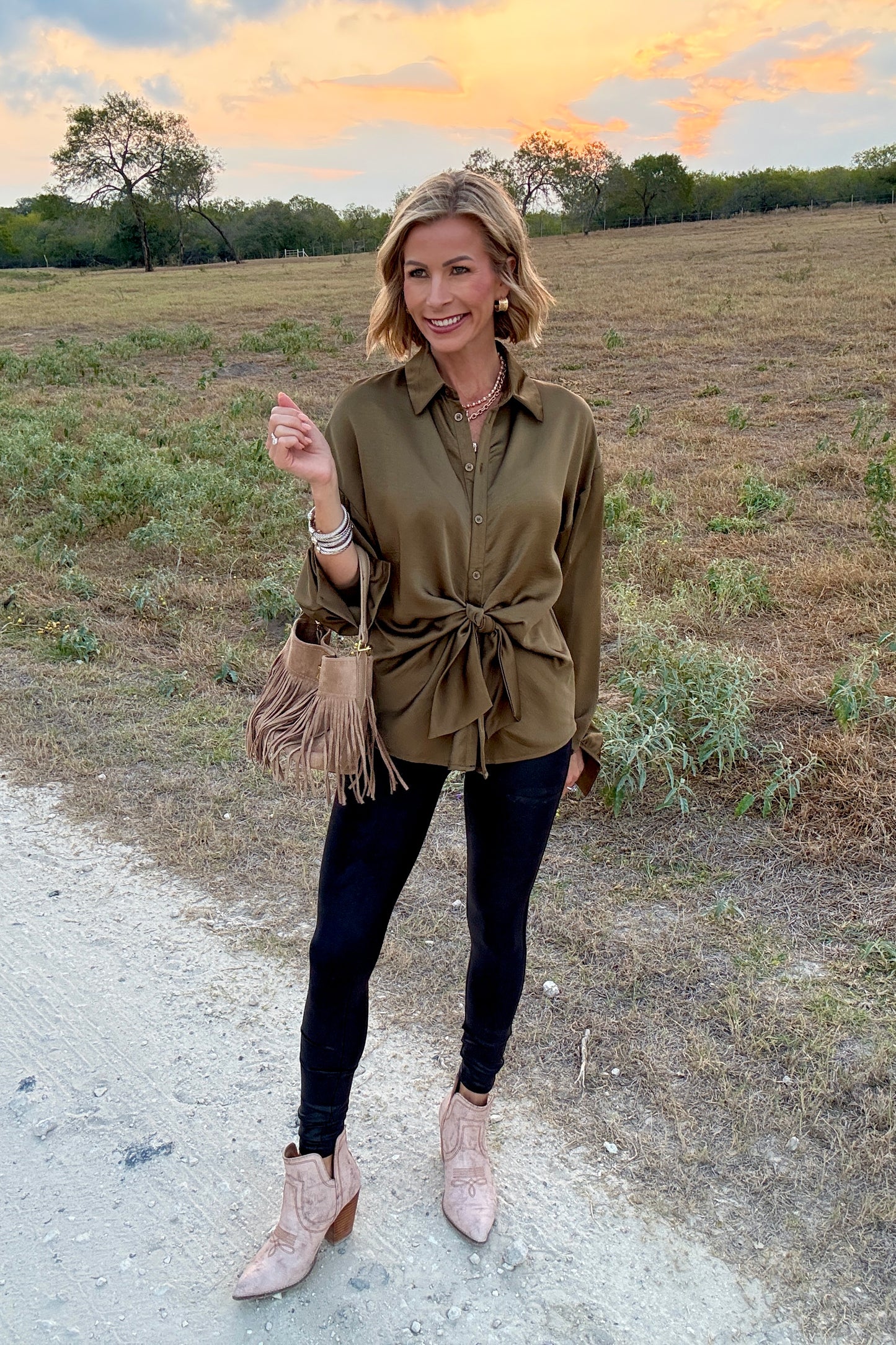 The Beatrice Satin Tie Top